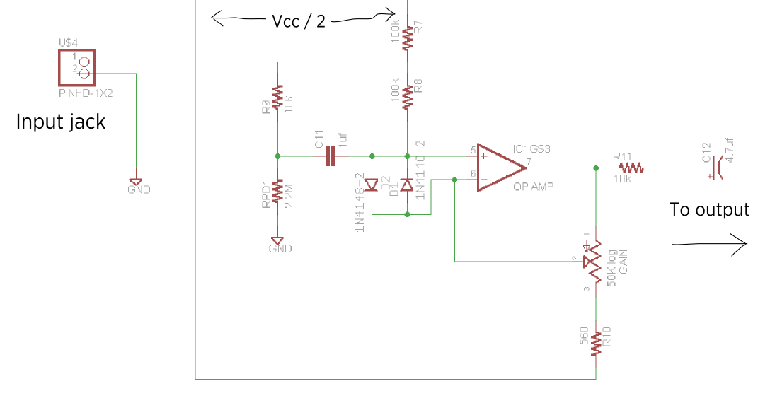 The schematic of the front end of the Stella amp.